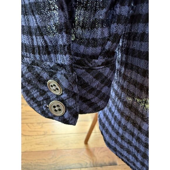 J. Jill Blue Black Check Gauzy Pullover Top Long Sleeve Women’s XS Casual Preppy - Picture 6 of 11